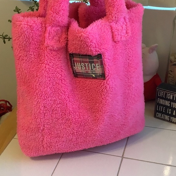 ‘Justice’ Faux Fur Hot Pink Tote/Purse - Picture 3 of 8